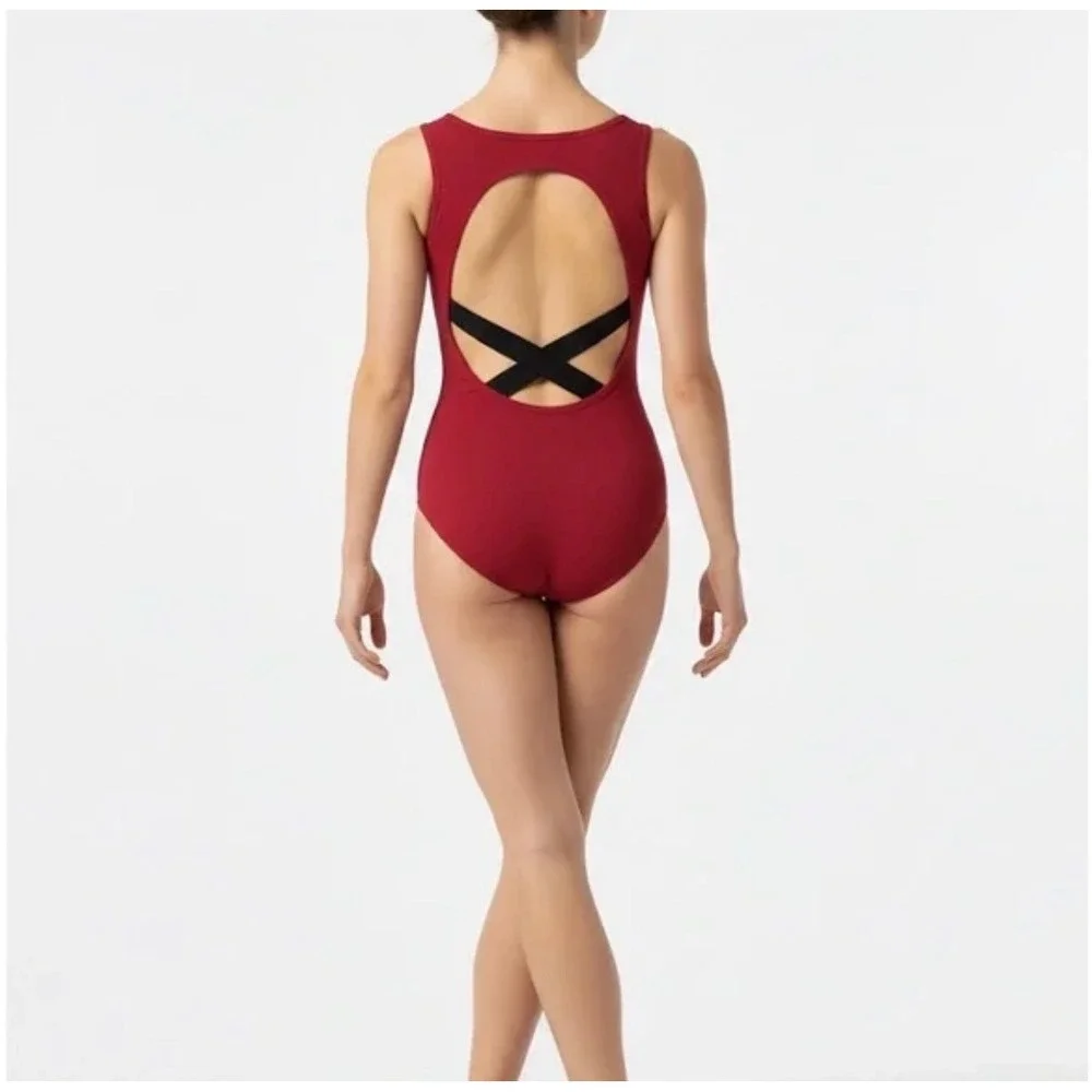 CL Theatricals‎ Red Black Cross Back Tank Leotard Youth LC New